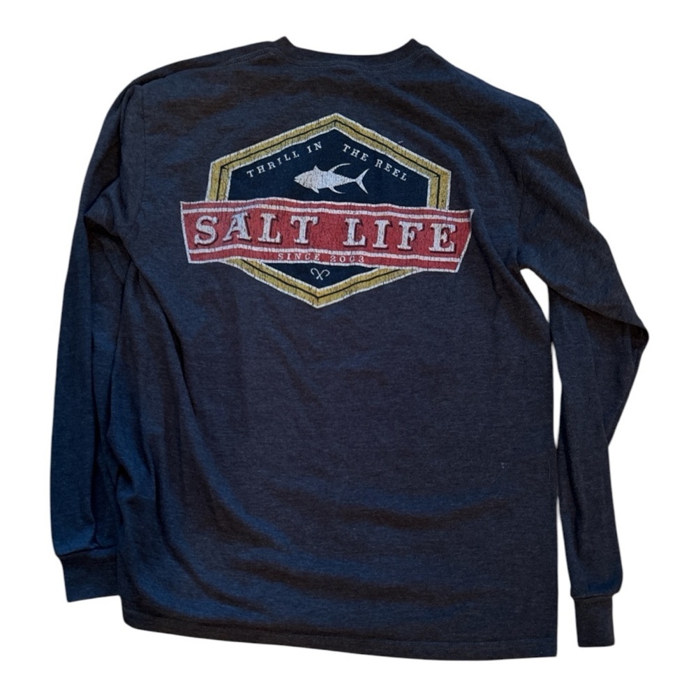 Salt Life Gray and Red Long Sleeve Tee - Picture 2 of 3